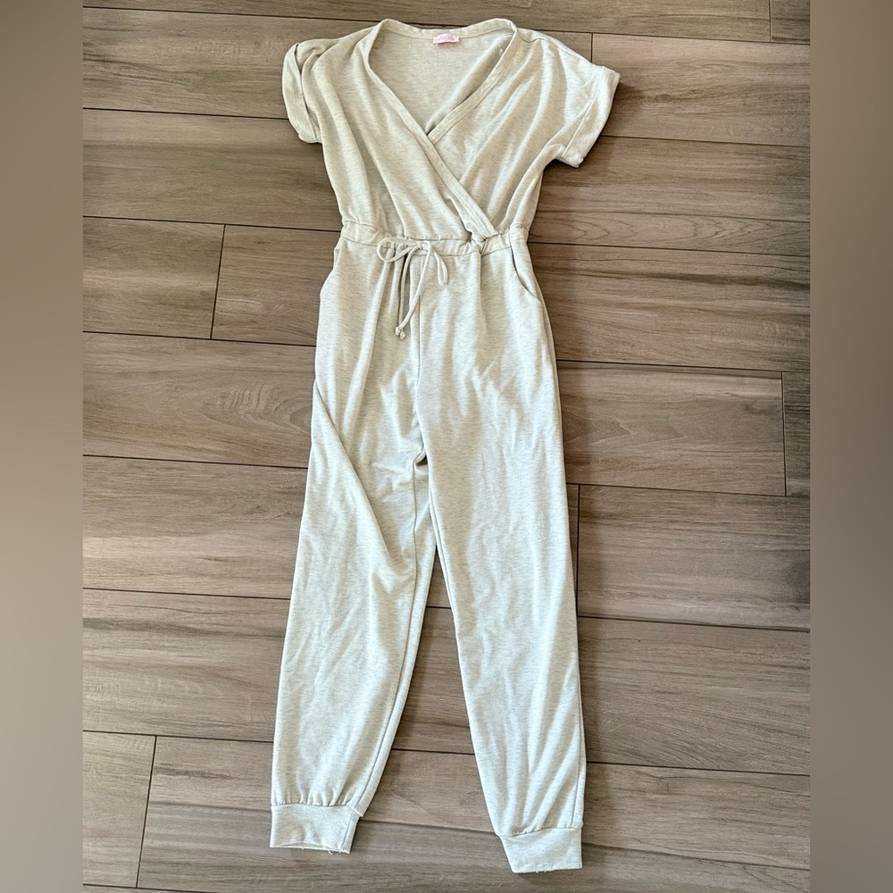 Pink Lily Biege Women's Jumpsuit with Drawstring Waist